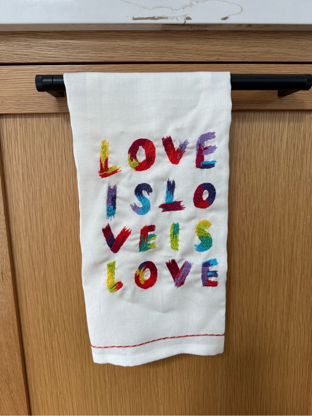 LOVE Is Love Colorful Embroidered Kitchen Towel